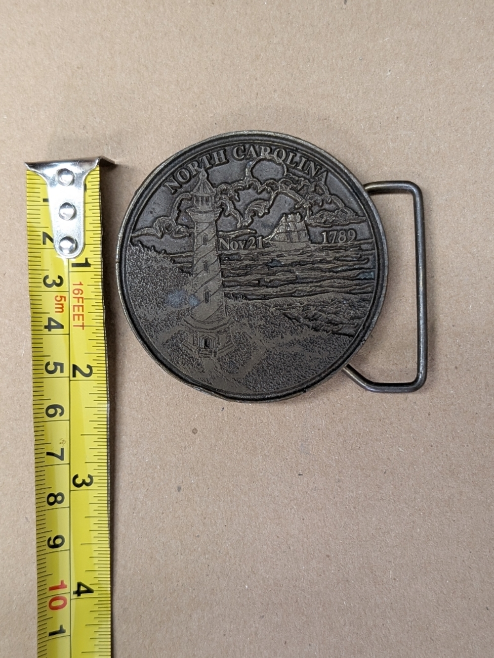 Vintage North Carolina Lighthouse Bronze Belt Buckle - Picture 5 of 5